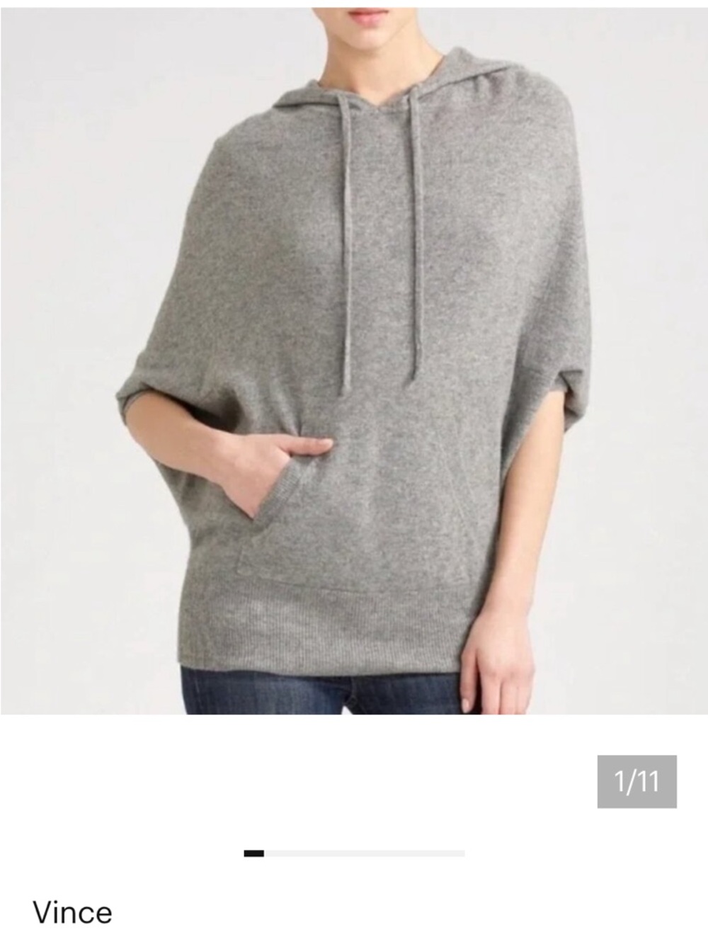 Vince Gray Hooded Cashmere-Blend Poncho Sweater